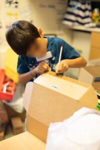 drawing on a box to build